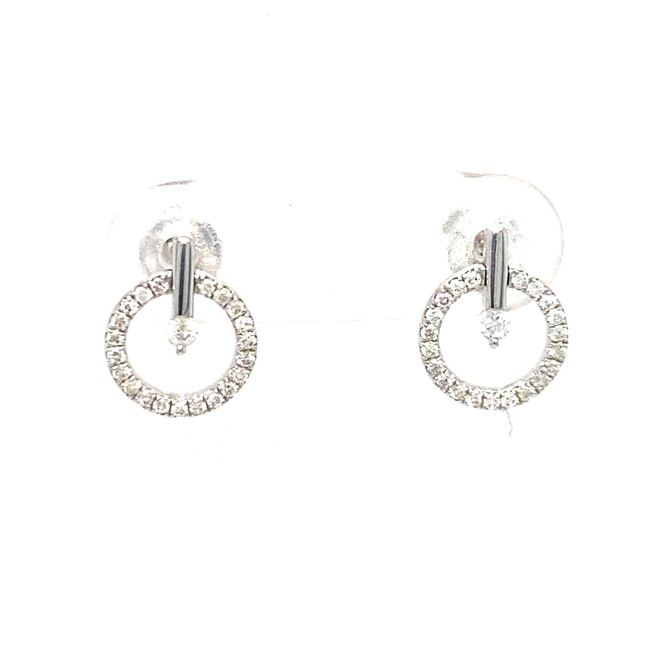 18K White Gold Round Torch Diamond Earrings