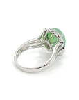 18K White Gold Double Halo Jade Egg Diamond Ring