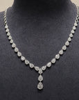 18K White Gold Full Pear Pave Diamond Necklace