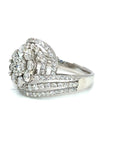 18K White Gold Lotus Top Roundabout Diamond Ring