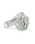 18K White Gold Lotus Top Roundabout Diamond Ring