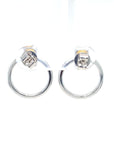 18K White Gold Orange Sapphire Diamond Halo Earrings