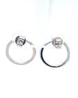 18K White Gold Orange Pink Heart Diamond Halo Earrings