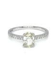 18K White Gold Rose Cut Oval Simple Save Yellow Diamond Ring