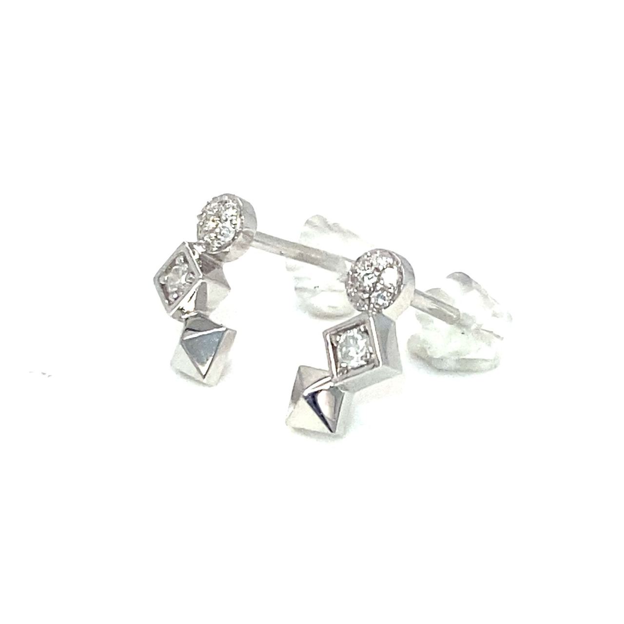 18K White Gold Triple Shapes Diamond Earrings