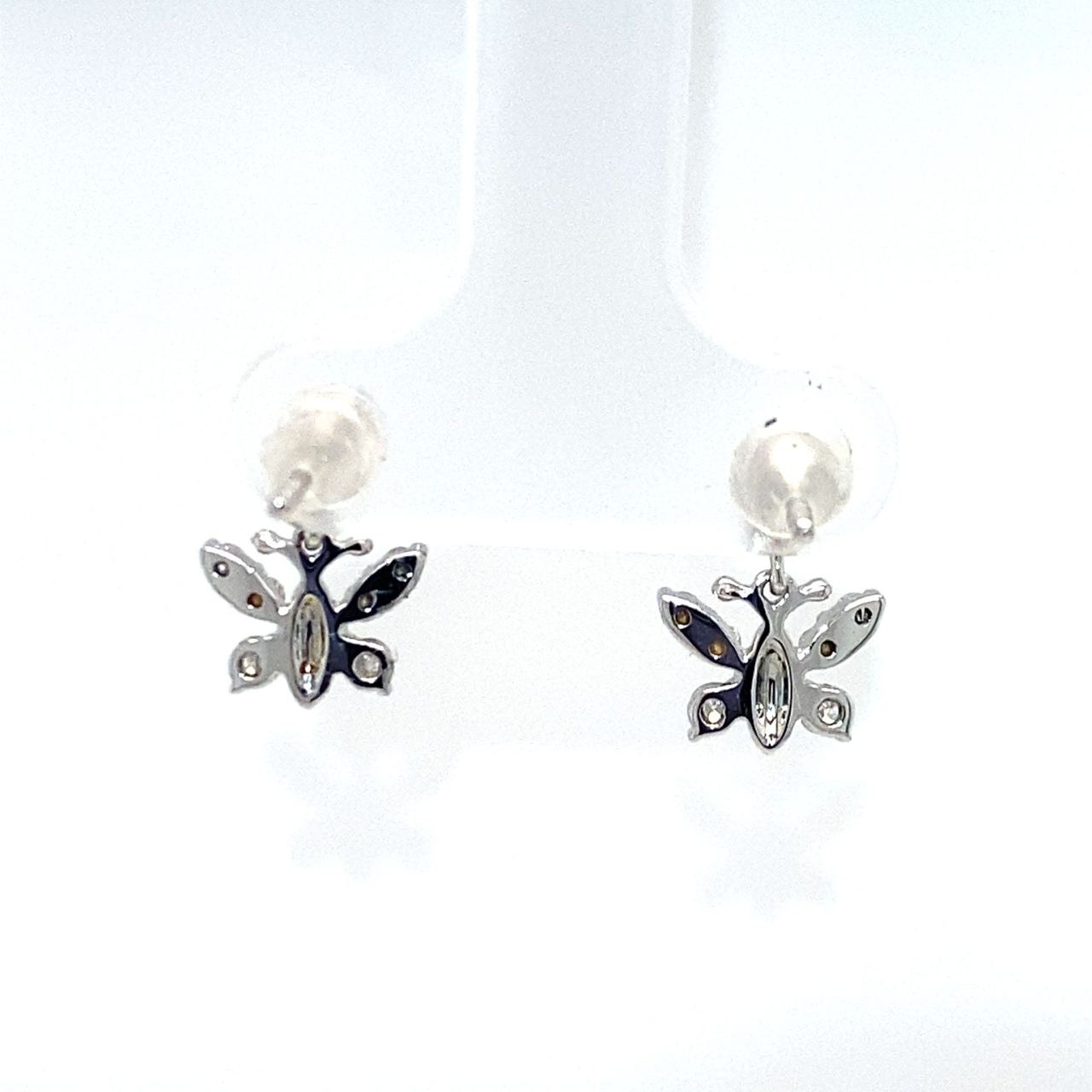 18K White Gold Swing Short Butterfly Diamond Earrings