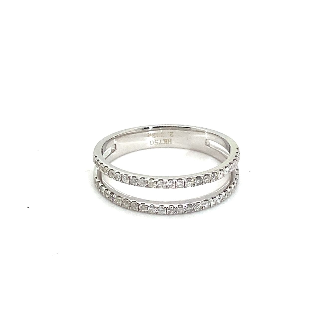 18K White Gold Simple Double Deck Diamond Ring