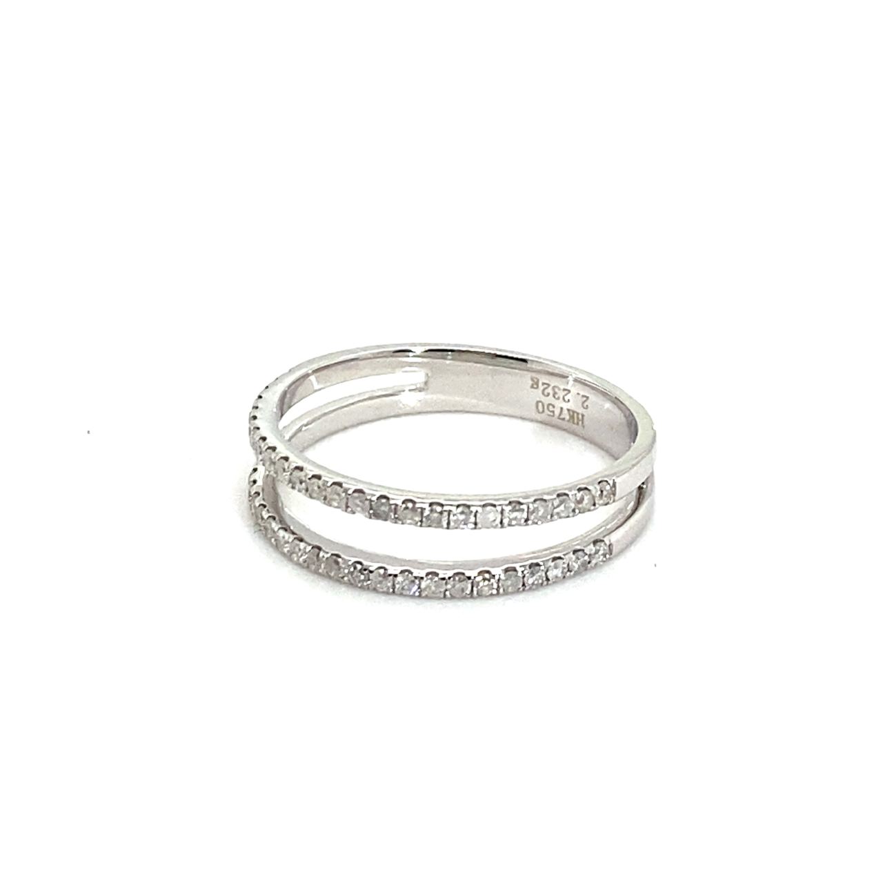 18K White Gold Simple Double Deck Diamond Ring