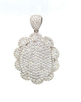 18K White Gold Oval Flat Pave Diamond Pendant