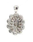 18K White Gold Oval Flat Pave Diamond Pendant