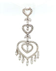 18K White Gold Double Heart Drop Marquise Diamond Pendant