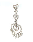 18K White Gold Double Heart Drop Marquise Diamond Pendant