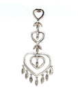 18K White Gold Double Heart Drop Marquise Diamond Pendant