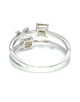 18K White Gold Yellow Diamond Cushion & Pear Shape Diamond Ring