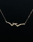 18K White Gold Crossover Double V Diamond Necklace