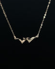 18K White Gold Crossover Double V Diamond Necklace