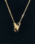 18K Rose Gold V LOVE Weel Diamond Necklace