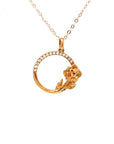 18K Rose Gold Circle Rose Diamond Necklace