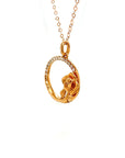 18K Rose Gold Circle Rose Diamond Necklace